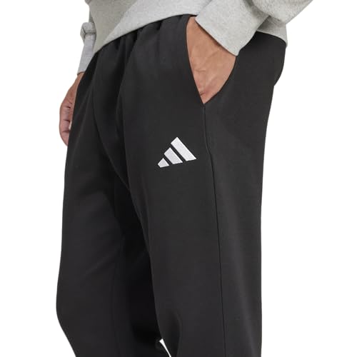Adidas Mens Essentials Feel Cozy Fleece Sportswear Pants,Black/White,Medium