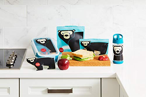 3 Sprouts Kids Bento Lunch Box with 3 Compartments - Portion Sizes for Ages 3 to 7 - Lunch Box for Kids - BPA-Free, Dishwasher Safe, Food-Safe Materials - Bear