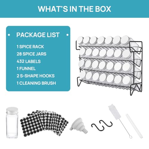 Vtopmart 4-Tier Spice Rack Organizer with 28 Pcs Spice Jars, Black