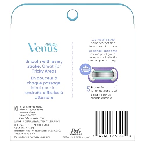 Gillette Venus Extra Smooth Contour Women’s Razor Blades, 5-Bladed Razor Refills, 1 Pack (Count of 6)
