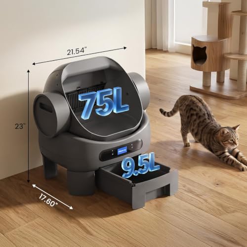 Automatic Litter Box Self Cleaning, Smart Cat Litter Box with LED