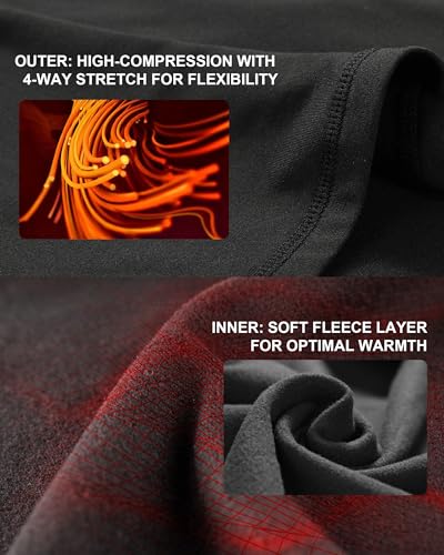 Thermal Underwear for Men Fleece Lined Long Johns Base Layer Sports Long Sleeve Compression Tops and Bottom Set