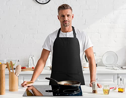 Utopia Kitchen Adjustable Bib Aprons, 2-Pack with Pockets, Black