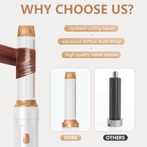 TANSHINE 5-in-1 Hair Dryer Brush, Detachable Auto-Wrap Styler, Gold