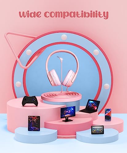 Kids Headphones, 3.5mm Jack Foldable Over-Ear Lightweight Wired Headset