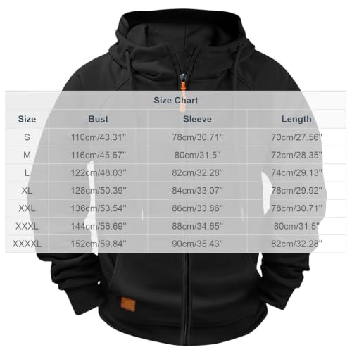 Zip Up Hoodie for Men Lightweight Fall Sweatshirt with Pockets Black