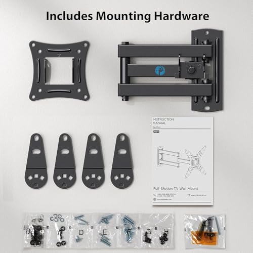 Pipishell Full Motion TV Wall Mount for 13–43 inch TVs and Echo Show 21/15