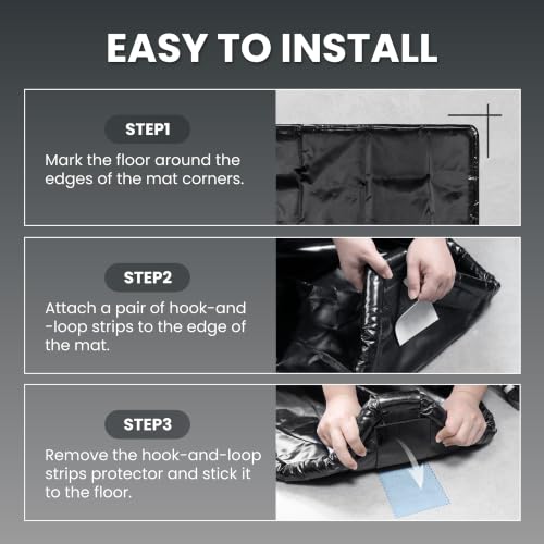 DremGara 7'9" x 16' Garage Floor Mat, 610GSM PVC Containment Mat for Cars | Heavy-Duty, 1.2in Raised Edges, Waterproof Garage Protection, Non-Slip Design, Easy Hose Clean, Kit with Squeegee