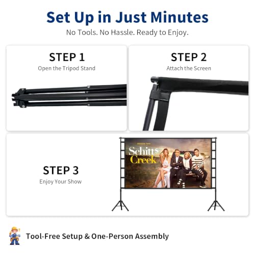 Sainyer Projector Screen with Stand, 120 Inch Portable Screen