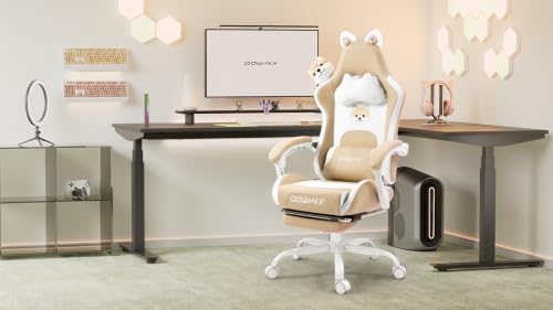 Dowinx Cat Ear Gaming Chair for Adults, Ergonomic Computer Chair with Massage Lumbar Support, Reclining Gamer Chair with Footrest and Headrest, 290 lbs