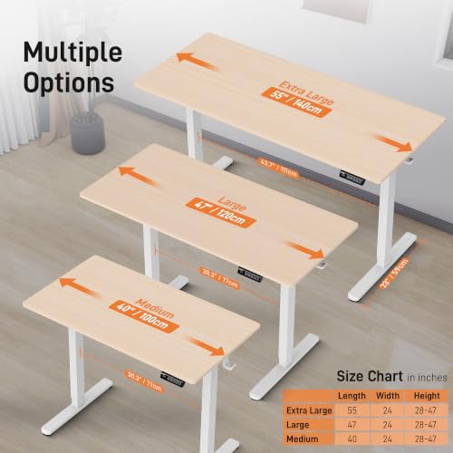 IMHome Standing Desk, 47x24 Inch Height Adjustable Electric Desk, Ivory