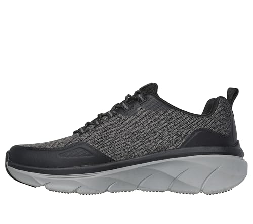 Skechers Men's D'lux Walker 2.0 Steadyway Sneaker, Black/Charcoal, 10