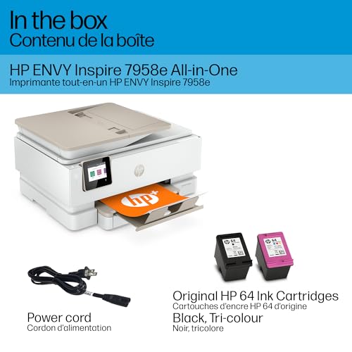 HP Envy Inspire 7958e Wireless Color Inkjet Printer, Print, scan, Copy, Easy Setup, Mobile Printing, Best for Home, Instant Ink with HP+, 3 Months Instant Ink Included