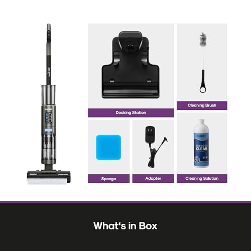 Eureka Cordless Wet Dry Vacuum Cleaner Self Cleaning Vacuum and Mop Combo, Good for Hard Floors Pet Hair Sticky Messes, RapidWash NEW430BLC, Blue