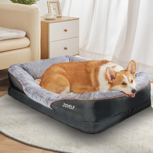 JOYELF Large Memory Foam Dog Bed Orthopedic Dog Bed & Sofa with Removable Washable Cover and Squeaker Toy as Gift