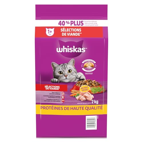 WHISKAS Meaty SELECTIONS Adult Dry Cat Food, Real Chicken Flavour, 2kg