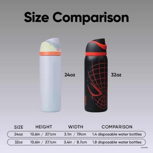 Marvel Owala FreeSip Insulated Stainless Steel Water Bottle with Straw, BPA-Free Sports Water Bottle, Great for Travel, 32 Oz, Night Watch