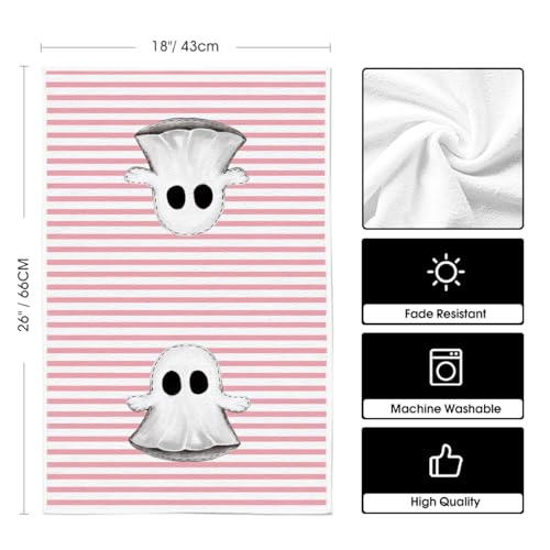 Artoid Mode Pink Ghost Halloween Kitchen Towels Set of 4 18x26 Inch