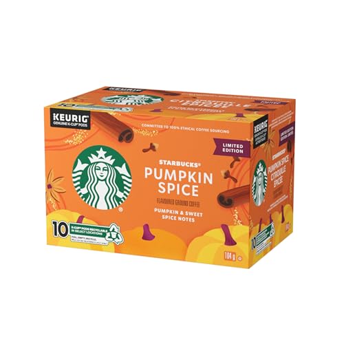 STARBUCKS Pumpkin Spice Flavoured Ground Coffee K-Cup Pods, 104 g
