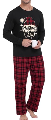 PrinStory Mens Soft Pajama Set Long Sleeve Sleepwear Loungewear S-2XL | Lightweight Pj Sets