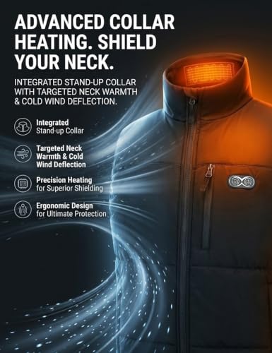 Heated Vest for Men, 11 Heating Zones, USB Powered, Battery Not Included