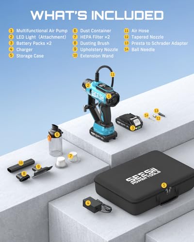 SEESII 2-in-1 Tire Inflator & Car Vacuum with 2ร2000mAh Batteries