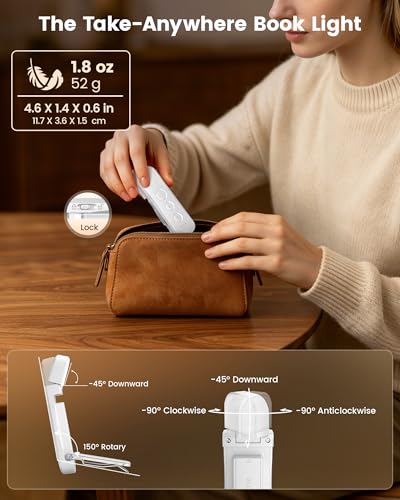 Glocusent 12 LED Book Light,Portable USB-C Reading Lights for Books in Bed
