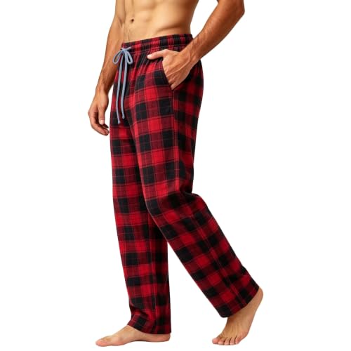 Buffalo Plaid Pajama Pants Men Flannel Pj Bottoms with Pockets