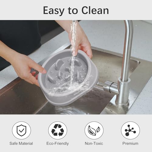 MateeyLife 1 Cup Interactive Dog Puzzle Bowl Slow Down Eating Dishes GrayBlack