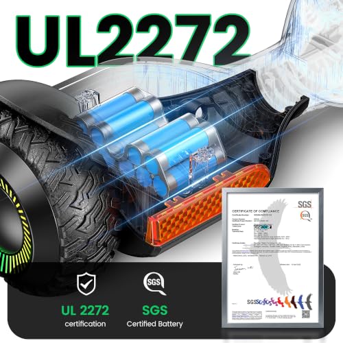 Gyroor G13 Hoverboard for Kids & Adults, All-Terrain Self Balancing Scooter | 250W dual motors, 7.75 MPH, climbs 15-degree slopes, 6.5-inch off-road tires, music player, LED lights, 176 lbs, ages 6-12