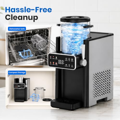 SiroSage Slushie Machine for Home, No Ice Needed Frozen Drink Maker, Black | 6 Preset Modes for Frappés, Shake, Slushy Machine with LED Display Ideal for Family Gathering, Dishwasher Safe Parts 1 Pack