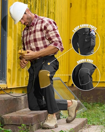 MOURCE Tactical Pants for Men Stretch Cargo Ripstop Waterproof Work Outdoor
