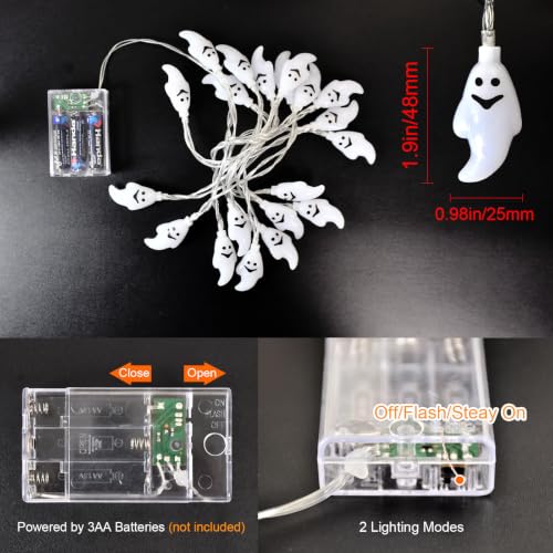Halloween Decor Outdoor Indoor Fairy Ghost String Lights 16.4ft 30 LED