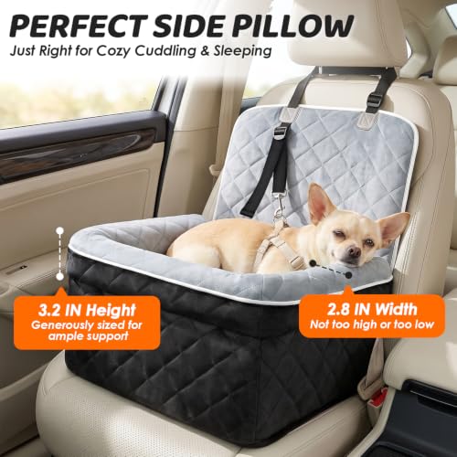 SlowTon Dog Car Seat for Small Medium Dog Up to 30lbs, 7in Elevated Cushion