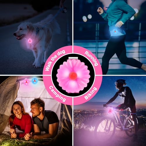 AHJ Dog Collar Light, 2 Pack Dog Safety Lights for Night Walking, USB-C Rechargeable Light Clip-On LED for Kids' Backpacks, Dogs, Runners, Joggers, Cyclists, Camping & Hiking (Pink and Blue)