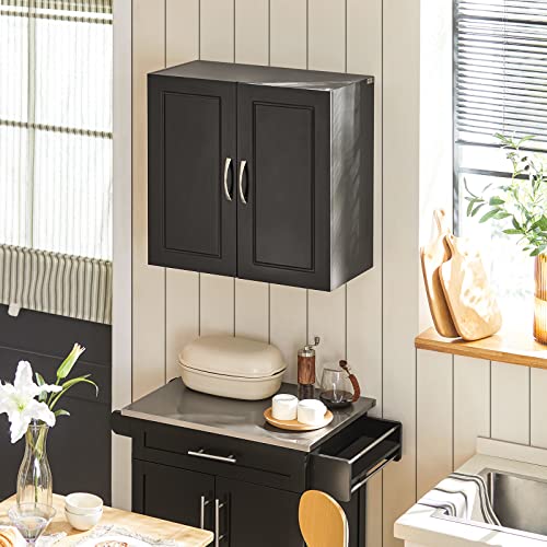 SoBuy Bathroom Wall Cabinet with Adjustable Shelf, 60x30x60 cm | Ultra-Slim Medicine Cabinet with Double Doors and Adjustable Shelf for Bathroom, Kitchen or Laundry, Black, FRG231-SCH