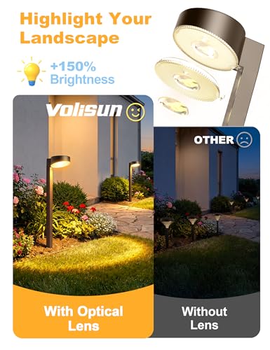 VOLISUN Solar Pathway Lights, 8 Pack LED Solar Lights Outdoor Waterproof, Garden Lighting for Yard Path Landscape Lawn Walkway Driveway, Brown