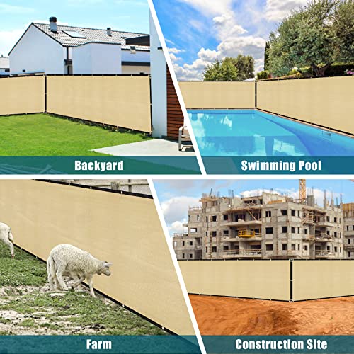 UIRWAY Fence Privacy Screen 4ft x 50ft Sand, Heavy Duty 170GSM 90% Visibility Blockage, UV Resistant Outdoor HDPE Fence Covering Windscreen for Chain Link Fence Backyard Garden Patio with Cable Ties