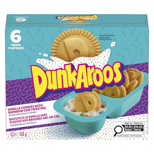 Betty Crocker Dunkaroos Vanilla Cookies with Rainbow Chip Vanilla Frosting, Package of 6 Trays of Dunkaroos
