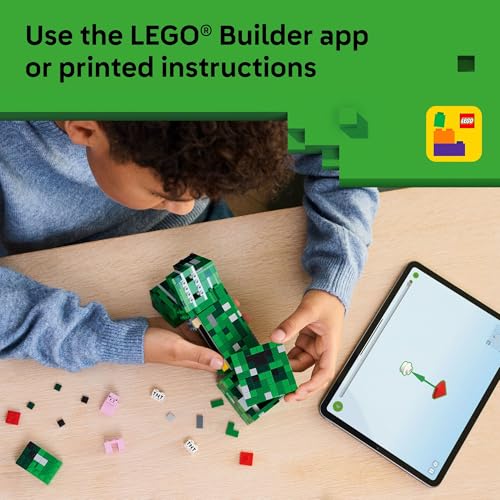 LEGO Minecraft The Creeper Kids Building Toy - Minecraft Toy for Boys & Girls, Ages 10+ - Room Decor for Gamers -W/ 1st Version Minifigure - Gift for Birthdays - 21276