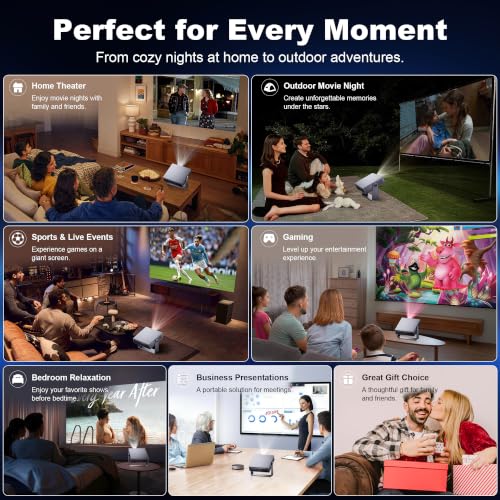 Sainyer Mini Projector, WiFi Bluetooth, 1080P, 4K, Halloween Christmas | Auto Keystone, Adjustable Stand, HDMI USB, APP Compatible, Portable Home Theater for Halloween, Christmas, Bedroom & Camping