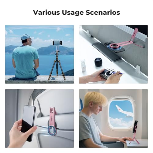 K&F CONCEPT Magnetic Phone Tripod Stande, 23N Strong Magnetic Mini Tripod Aluminium Alloy Pocket Selfie Stick, Mag Safe Phone Holder Compatible with iPhone 17 16 15 14 13 12 Series(Pink)