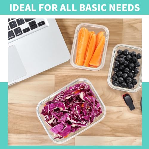 10-Pack Large Glass Meal Prep Containers, Food Storage Containers with Lids
