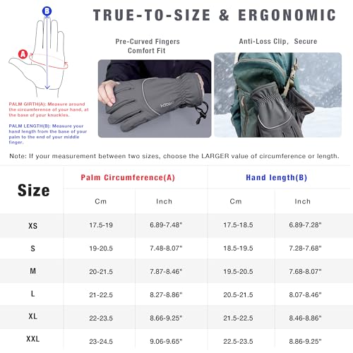 Origem Warm Waterproof Winter Gloves for Men Women, 3M Thinsulate Fleece | Polar Fleece Thermal Gloves with Reflective Touchscreen Design for Skiing, Running, Cycling, Hiking and Cold-Weather Driving