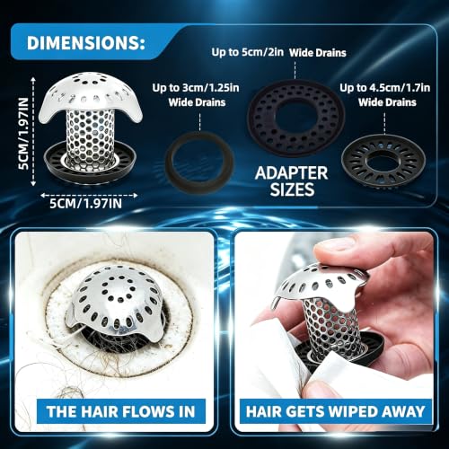 Bath Tub Drain Protector Hair Catcher Strainer Stainless Steel