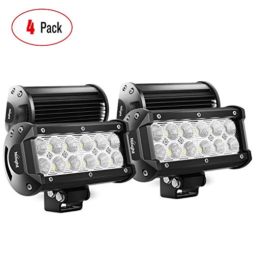 Nilight LED Light Bar 4PCS 6.5Inch 36w Flood LED Work Light Off Road Lights led bar Super Bright for Jeep Cabin Boat SUV Truck Car ATVs,2 Years Warranty