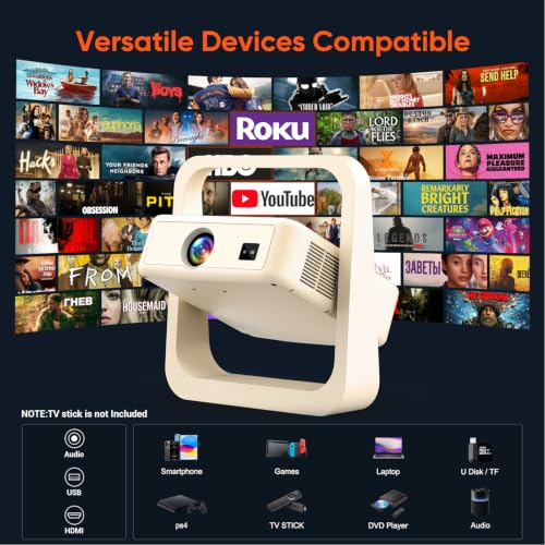 【Upgraded Google TV 14.0】 Smart Projector 4K, Native 1080P Mini Projectors with WiFi6 & Bluetooth, 500ANSI Portable Projecteur with Auto Focus & Keystone, Home Projecteur for Indoor & Outdoor