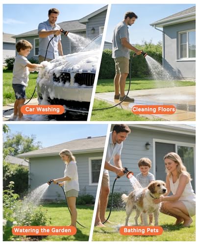 SUNPOW Retractable Garden Hose Reel - 1/2" x 100ft Wall Mounted Hose Reel with 3/4'' Brass Fitting & 10-Pattern Nozzle - Auto Slow Retraction, Any-Length Lock, 180°Swivel for Lawn & Gardening
