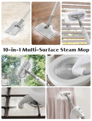10-in-1 Steam Mop with Detachable Handheld Steamer, Multi & Up Steamer