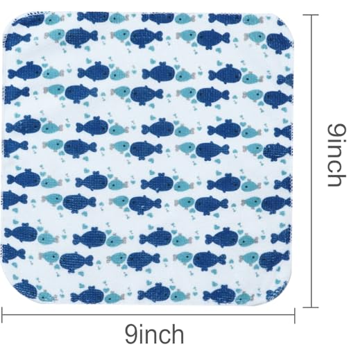 softan Baby Washcloths, 24Pack Baby Towels and Washcloths Extra Soft & Ultra Absorbent, Face Towel Unisex for Boys Girls Face & Body, Washclothes Gentle on Sensitive Skin, 9''X 9''- Blue Whale